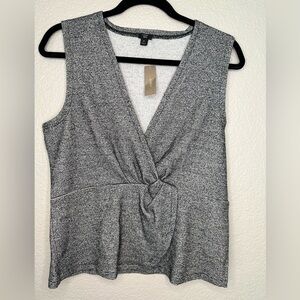 NEW J.Crew 365 Bouclé Twist Front Sleeveless Peplum Tank Top Gray Size Medium